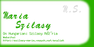 maria szilasy business card